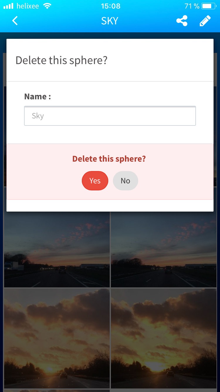 Mobile app Deleting sphere