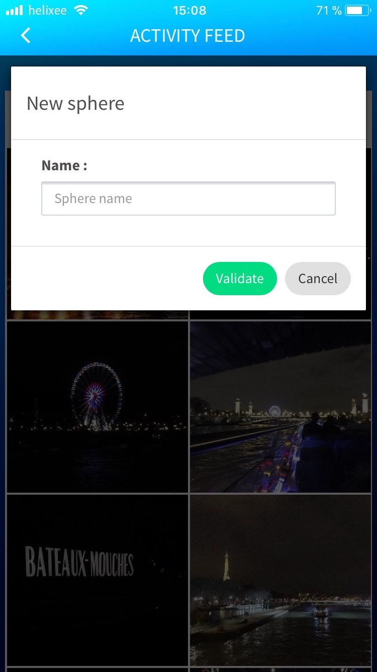 Mobile app create new sphere