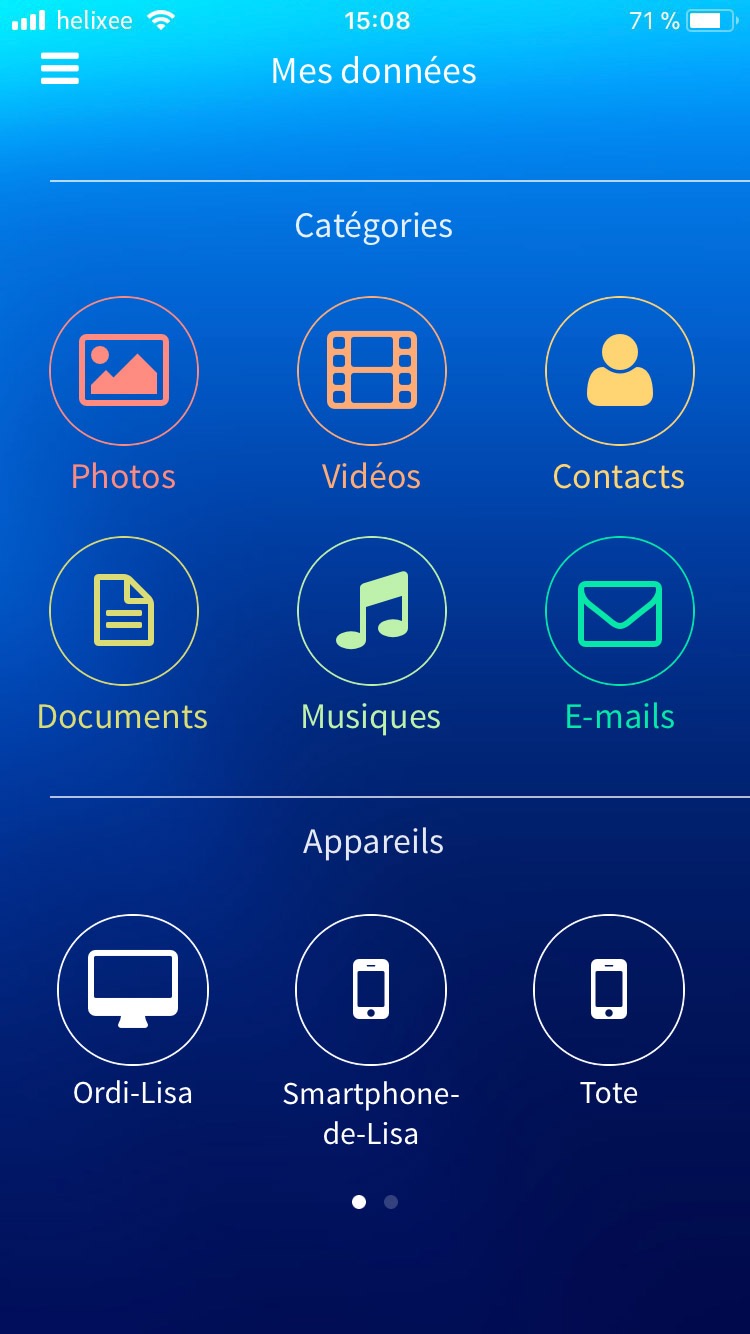 Mes données application mobile