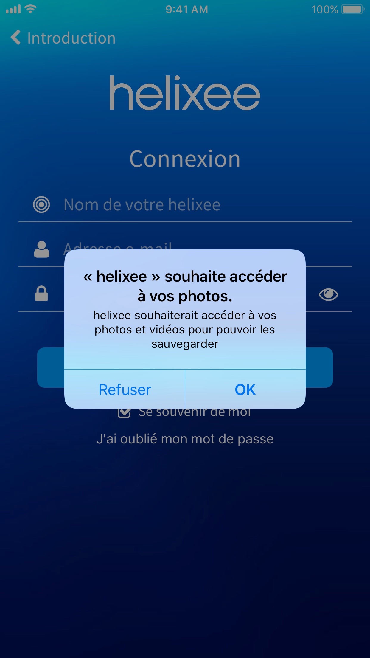 Accès d'helixee aux photos mobile