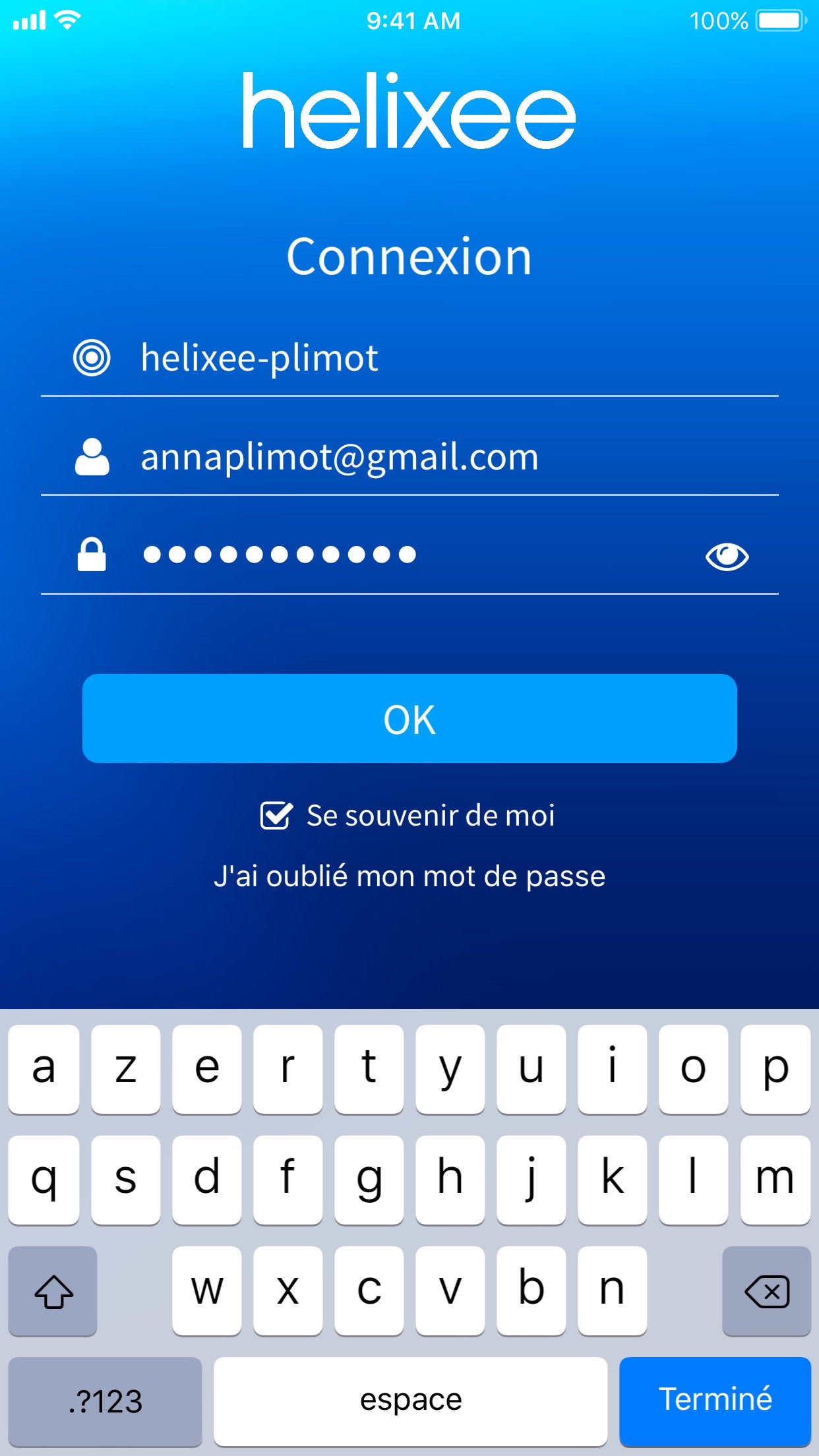 Connexion application mobile